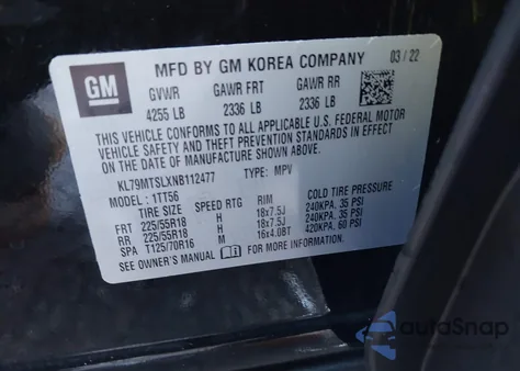 2022 Chevrolet Trailblazer Fwd Rs из США, поврежденный, VIN KL79MTSLXNB112477